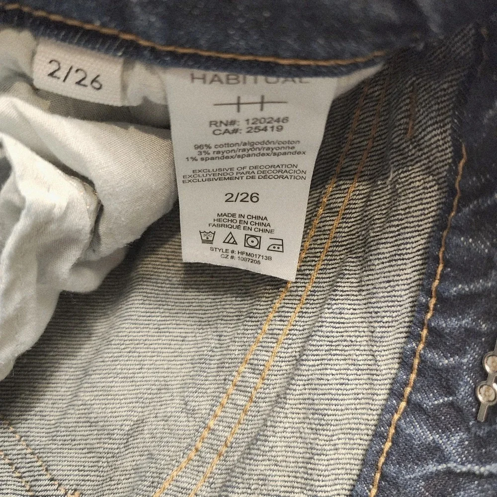 Habitual Womens 2/26 Wide Leg Jeans Seamed Medium Blue High Rise Denim Pants‎
